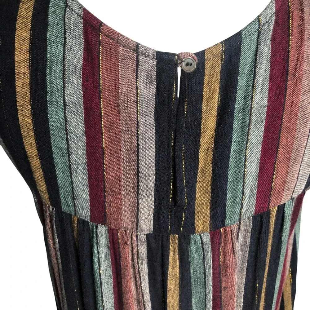VELVET By Graham & Spencer‎ Viscose Linen Boho Stripe Sleeveless Dress S $189